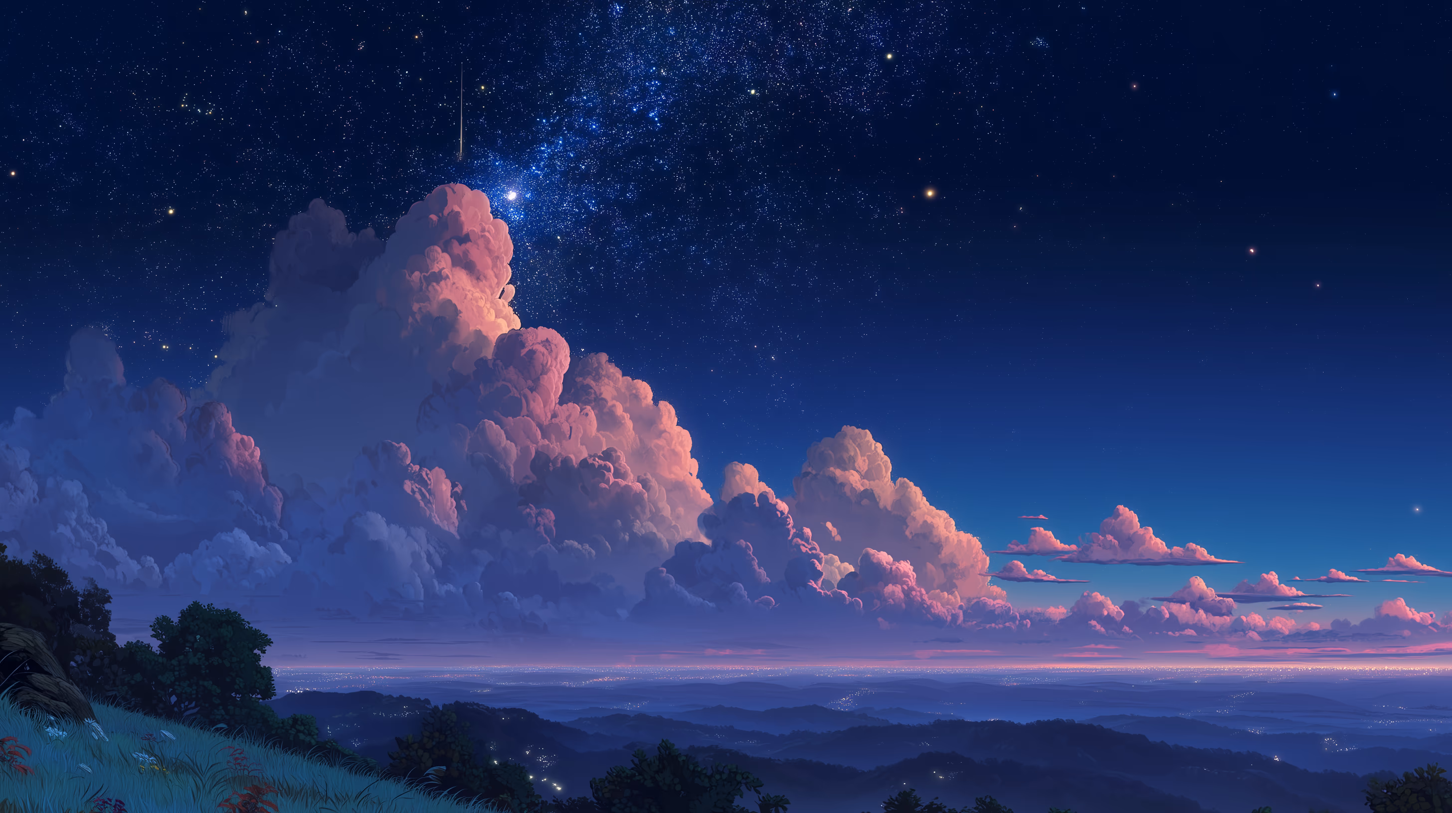 Fondo nocturno anime para el hero de Kumi